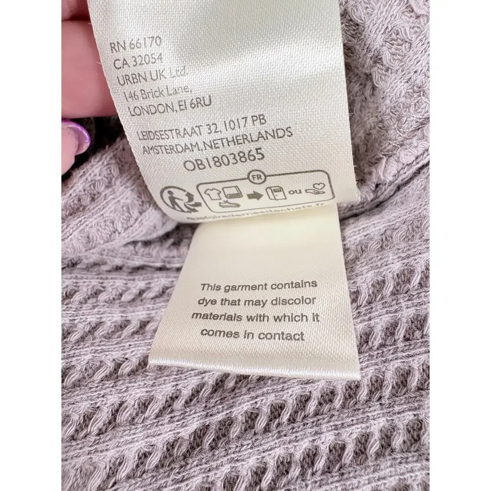 Free People We The Free Waffle Knit Thermal Top Taupe Minimalist Boho Coastal T